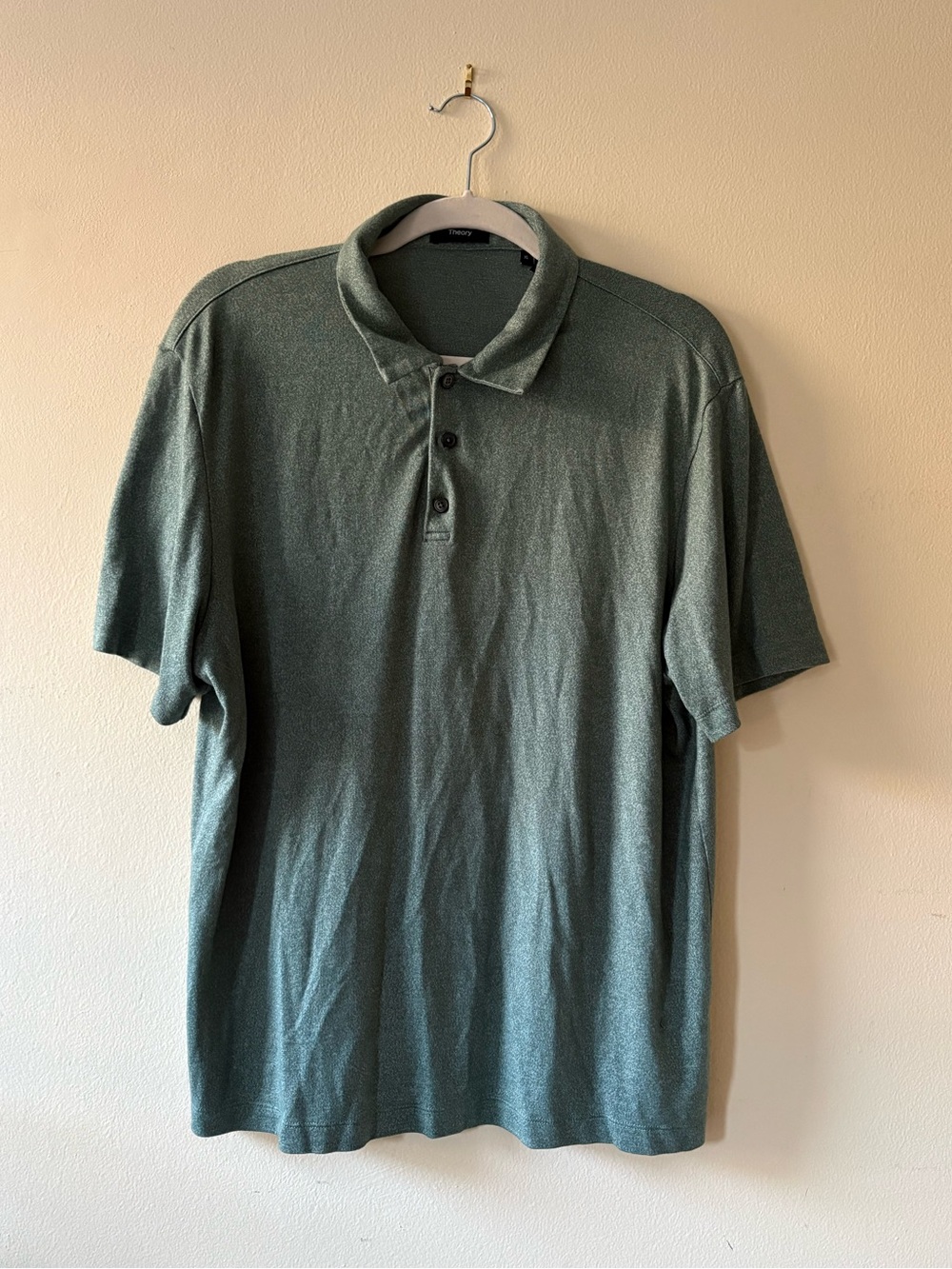 Theory Men's Heathered Olive Green Polo